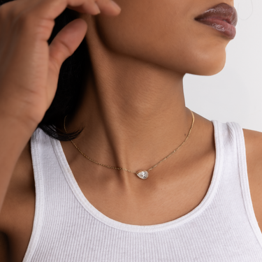 Pear Bezel Pendant Necklace