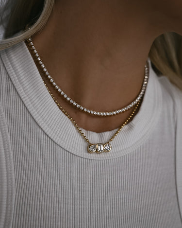 3 Stone Bezel Necklace