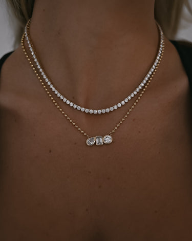 3 Stone Bezel Necklace